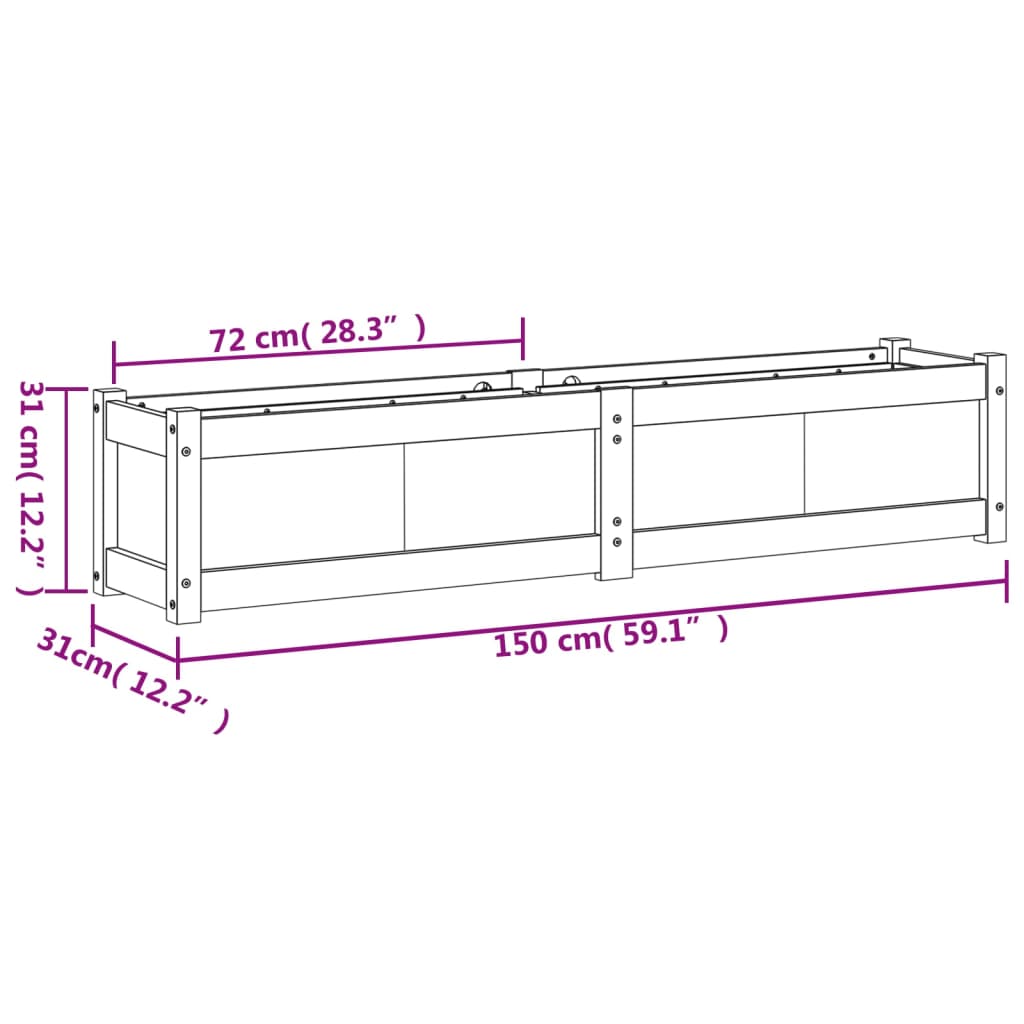 Hageplantekasse 150x31x31 cm impregnert furu