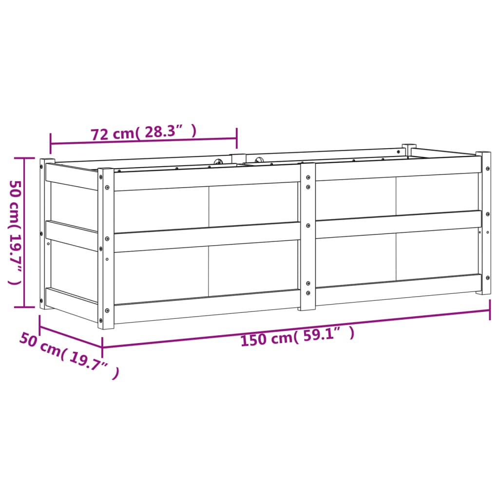 Plantekasse 150x50x50 cm heltre furu