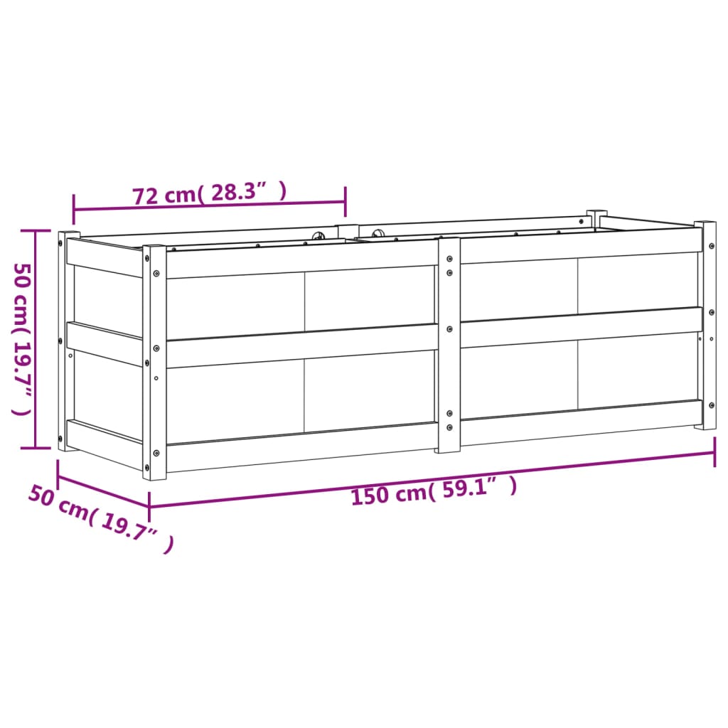 Hageplantekasse 150x50x50 cm impregnert furu