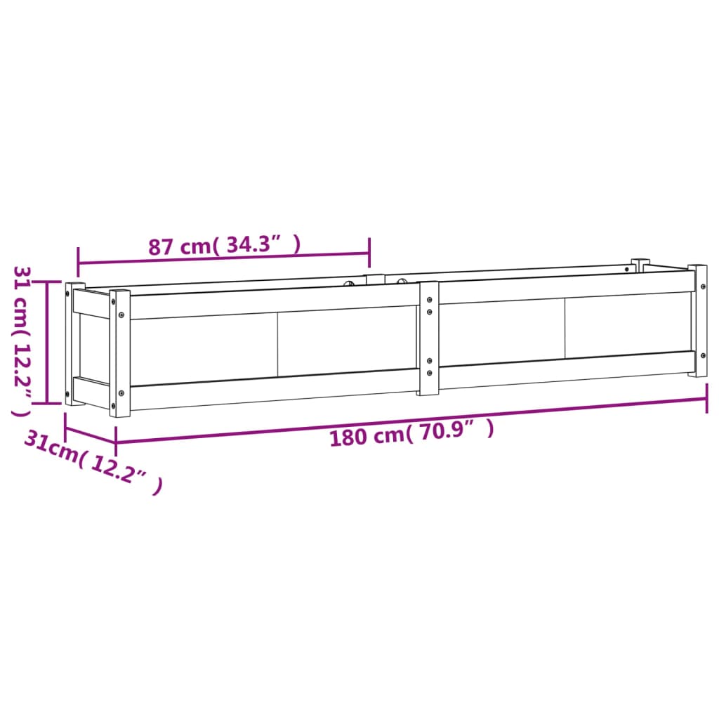 Hageplantekasse 180x31x31 cm heltre furu