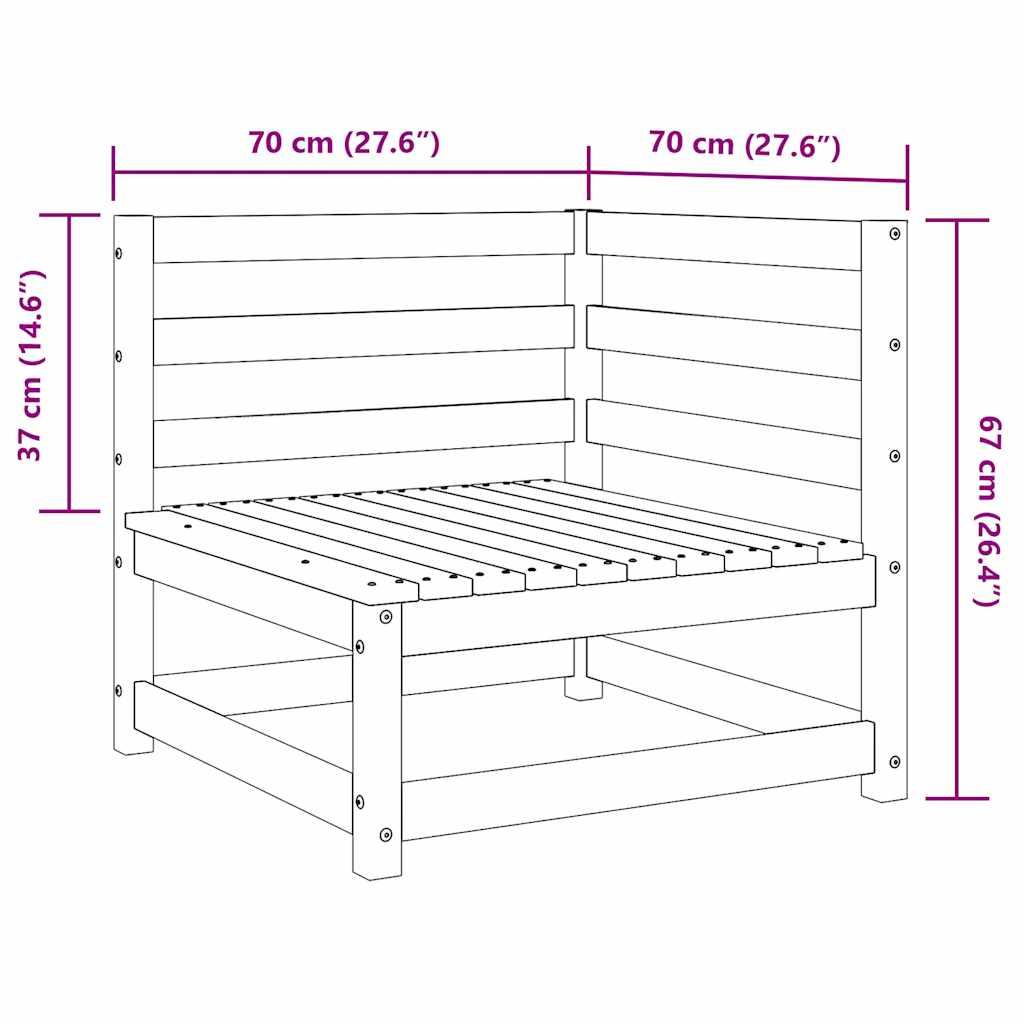Hagesofa for hjørne 70x70x67 cm heltre douglasgran vidaXL