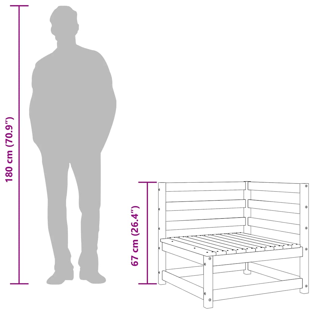 Hagesofa for hjørne 70x70x67 cm heltre douglasgran vidaXL