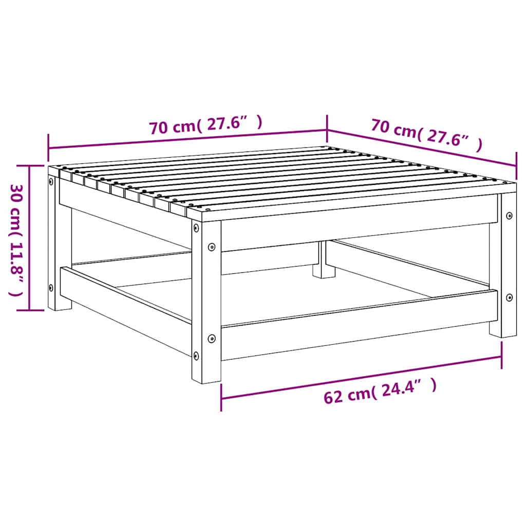 Fotskammel til hage 70x70x30 cm impregnert furu