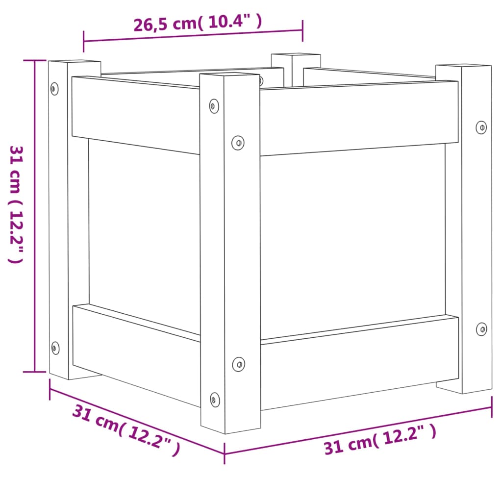 Hageplantekasse 31x31x31 cm heltre douglasgran