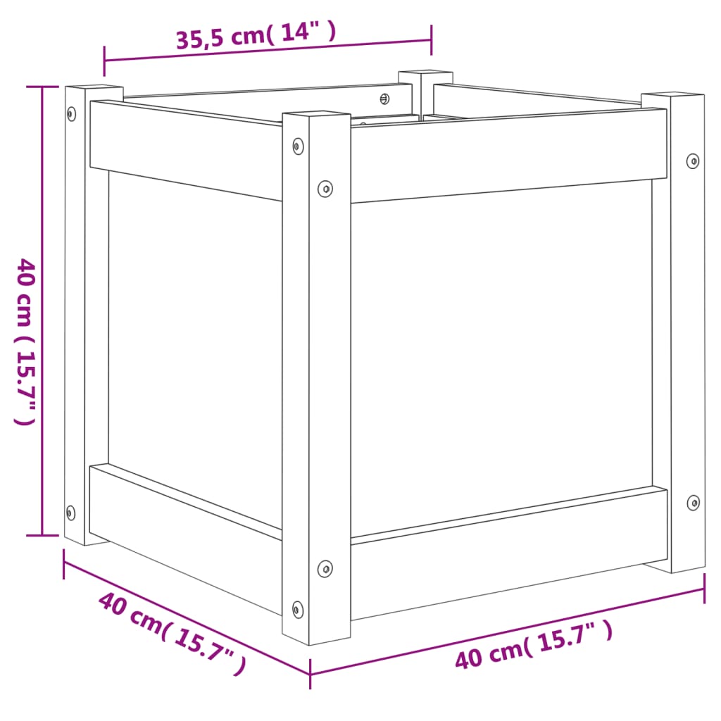 Blomsterkasse 40x40x40 cm impregnert furu