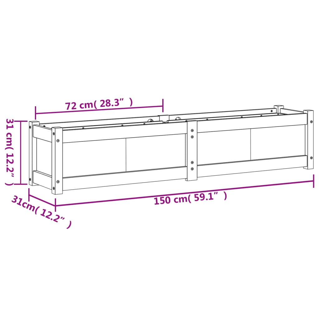 Hageplantekasse 150x31x31 cm heltre douglasgran vidaXL