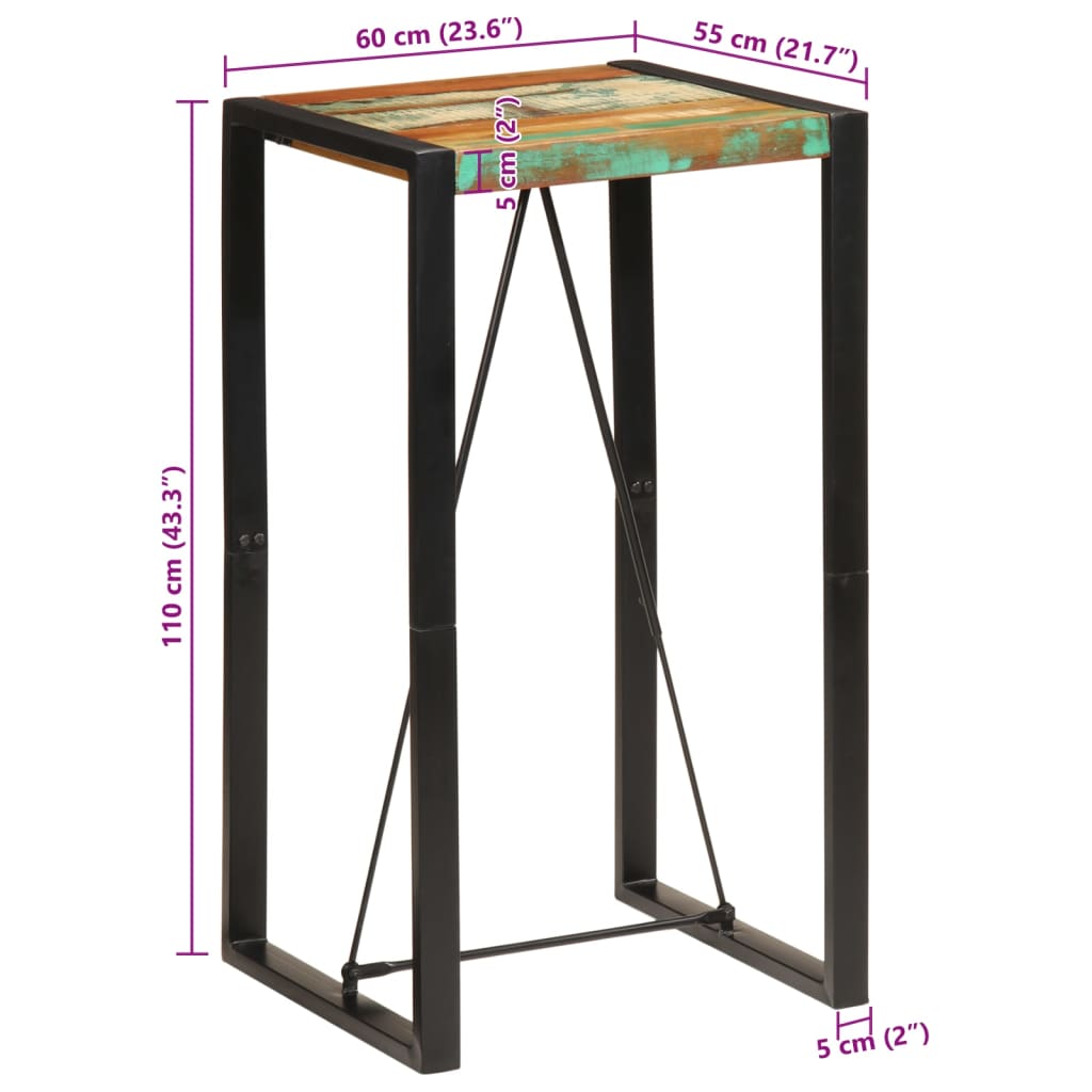Barbord 60x55x110 cm gjenvunnet heltre