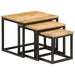 Stablebare salongbord 3 stk heltre mango og jern