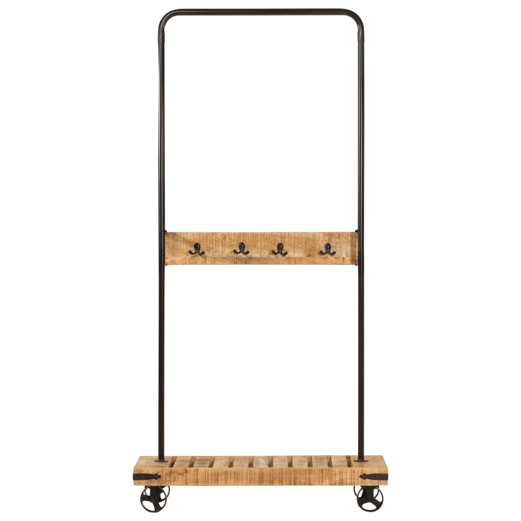 Klesstativ med hjul 90x35x190 cm heltre mango og jern