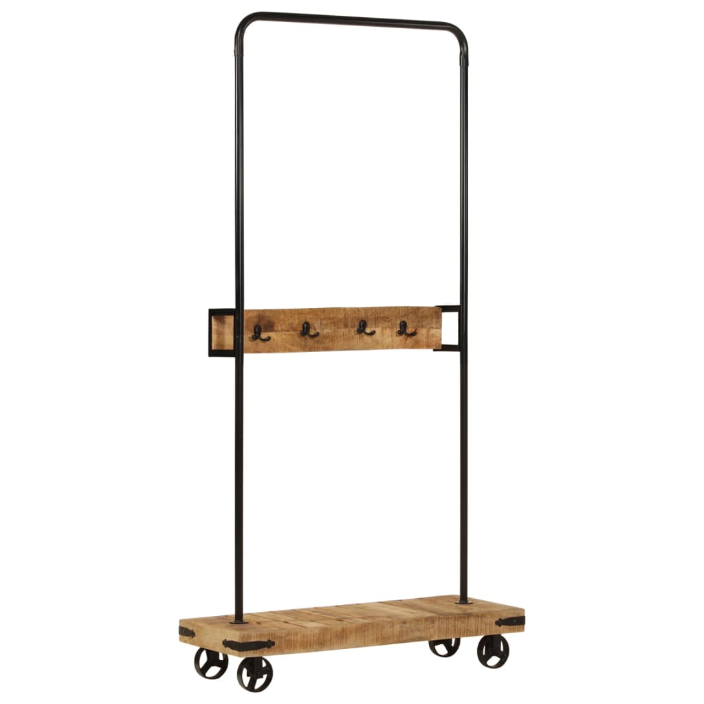 Klesstativ med hjul 90x35x190 cm heltre mango og jern