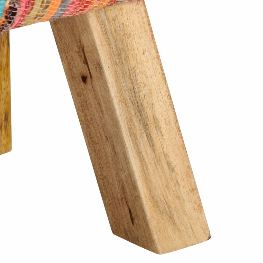 Benk flerfarget 160 cm chindistoff og heltre mango