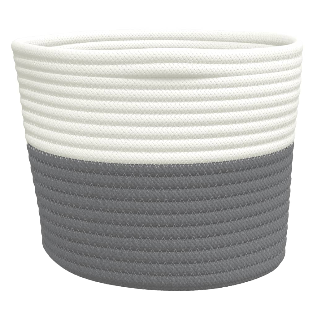 Oppbevaringskurver 2 stk grå og hvit Ø24x18 cm bomull