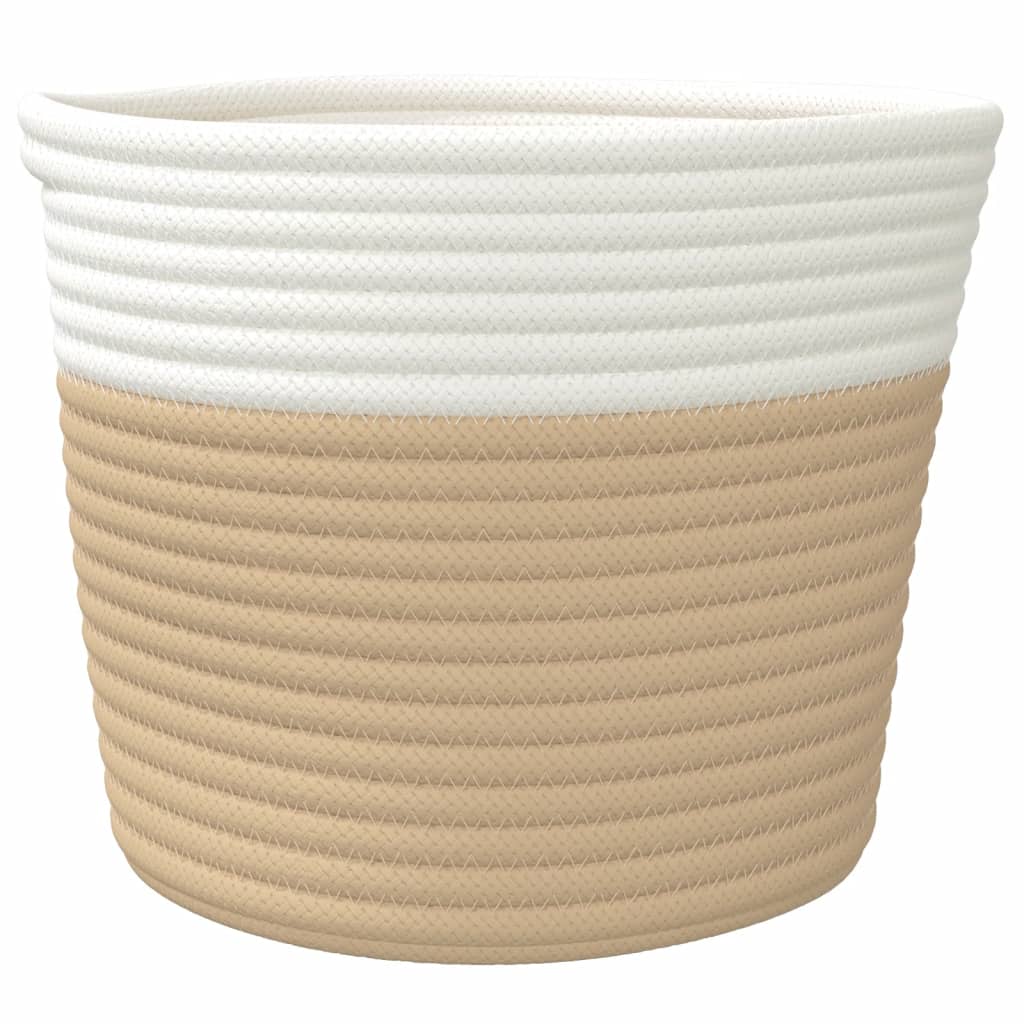 Oppbevaringskurver 2 stk beige og hvit Ø24x18 cm bomull