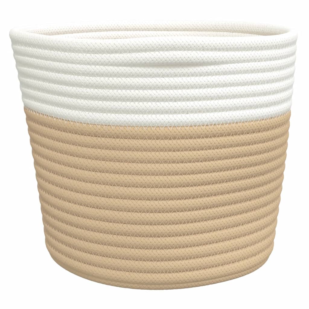 Oppbevaringskurver 2 stk beige og hvit Ø24x18 cm bomull