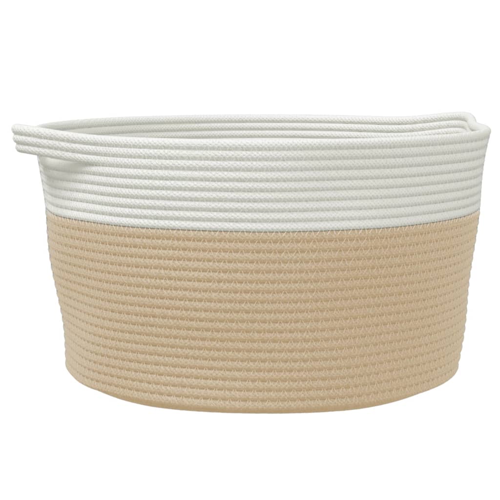 Oppbevaringskurv beige og hvit Ø40x25 cm bomull