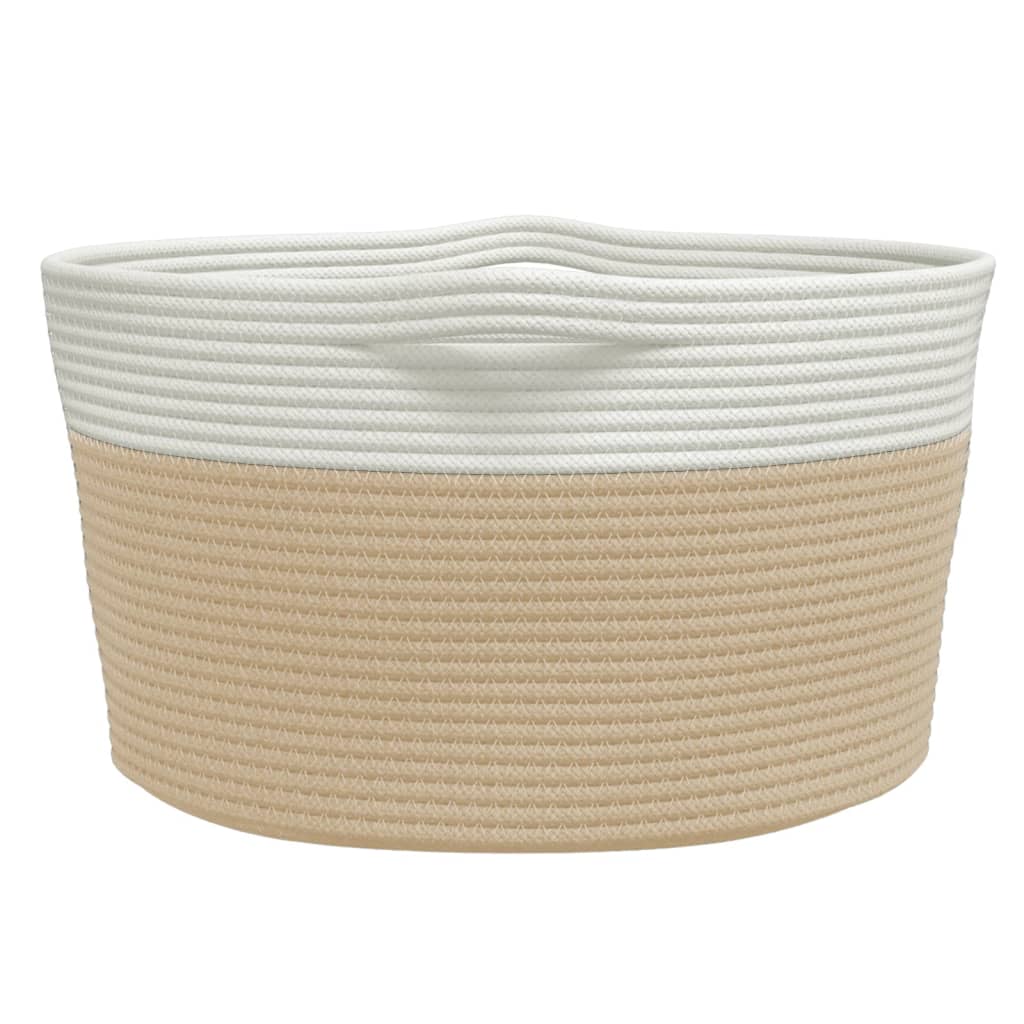 Oppbevaringskurv beige og hvit Ø40x25 cm bomull