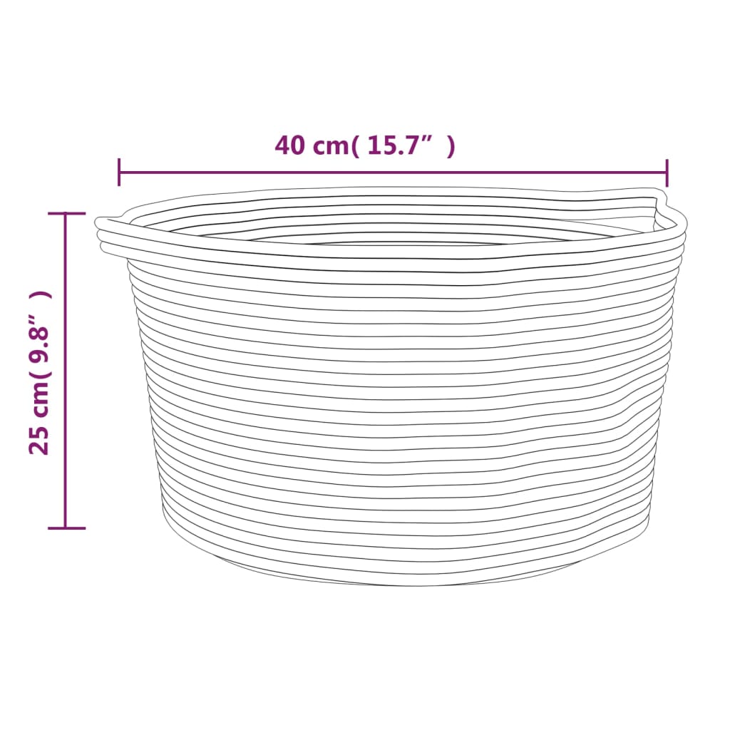 Oppbevaringskurv beige og hvit Ø40x25 cm bomull