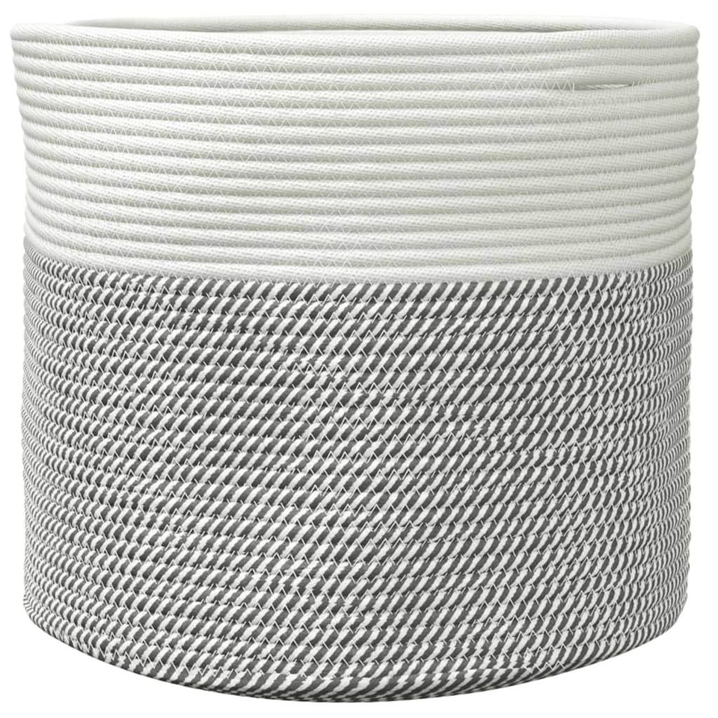 Oppbevaringskurv grå og hvit Ø40x35 cm bomull