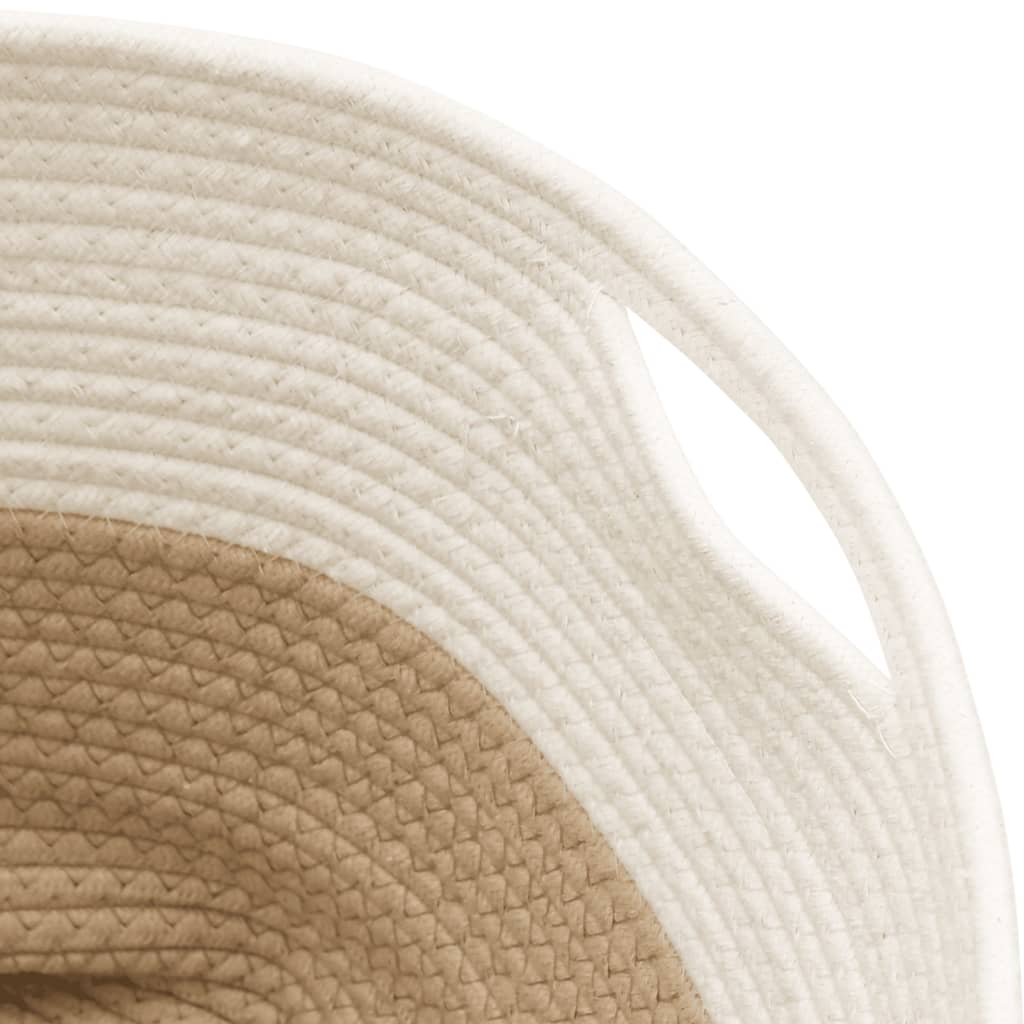 Oppbevaringskurv beige og hvit Ø40x35 cm bomull