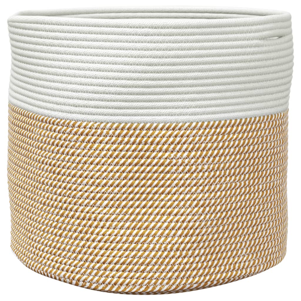 Oppbevaringskurv brun og hvit Ø40x35 cm bomull