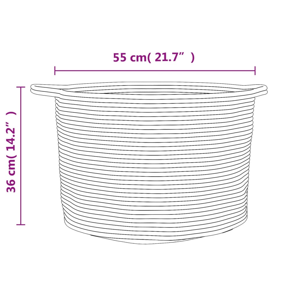 Skittentøyskurv grå og hvit Ø55x36 cm bomull