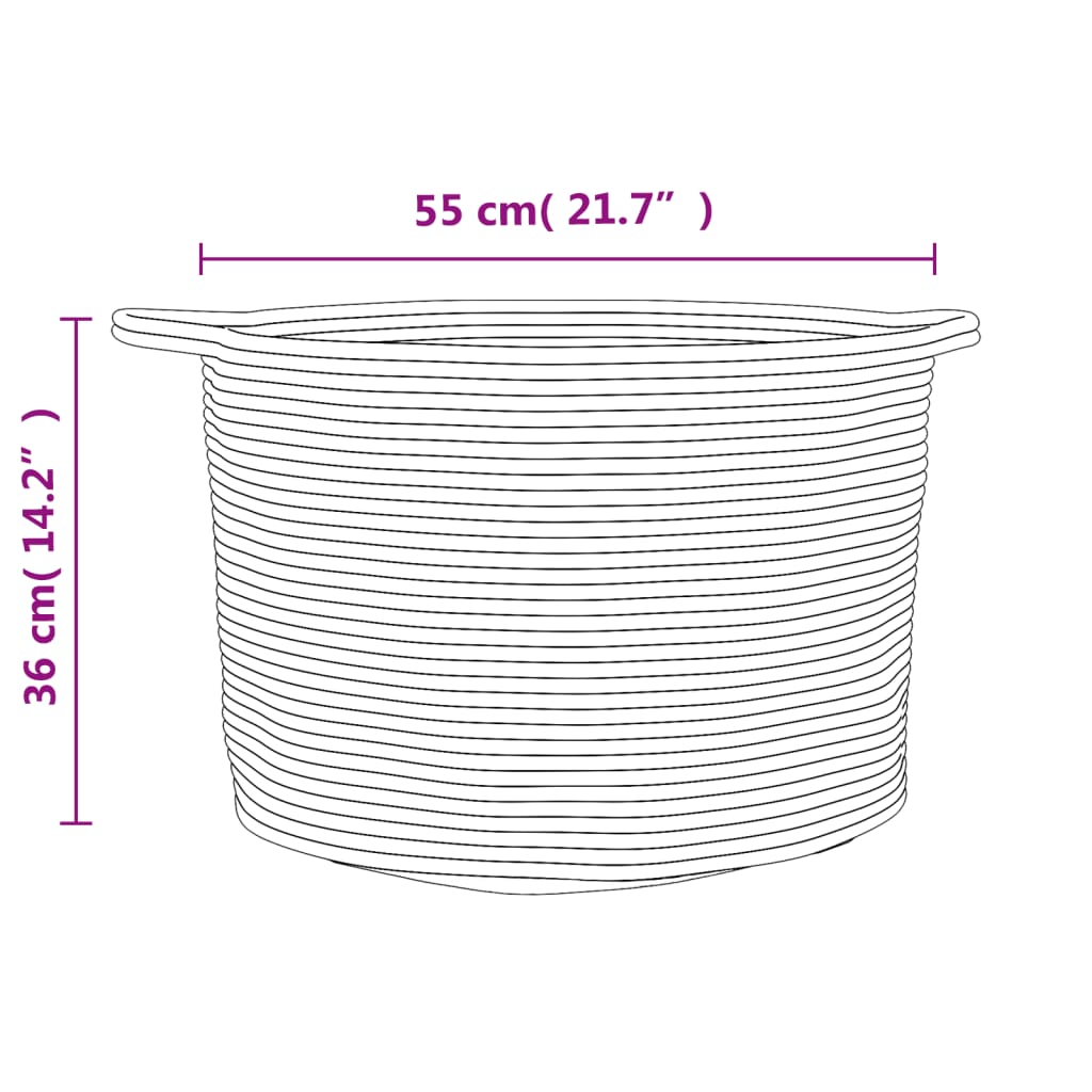 Skittentøyskurv grå og hvit Ø55x36 cm bomull