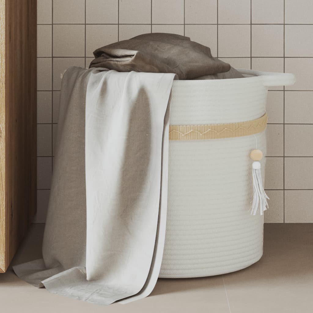 Oppbevaringskurv hvit Ø38x36 cm bomull