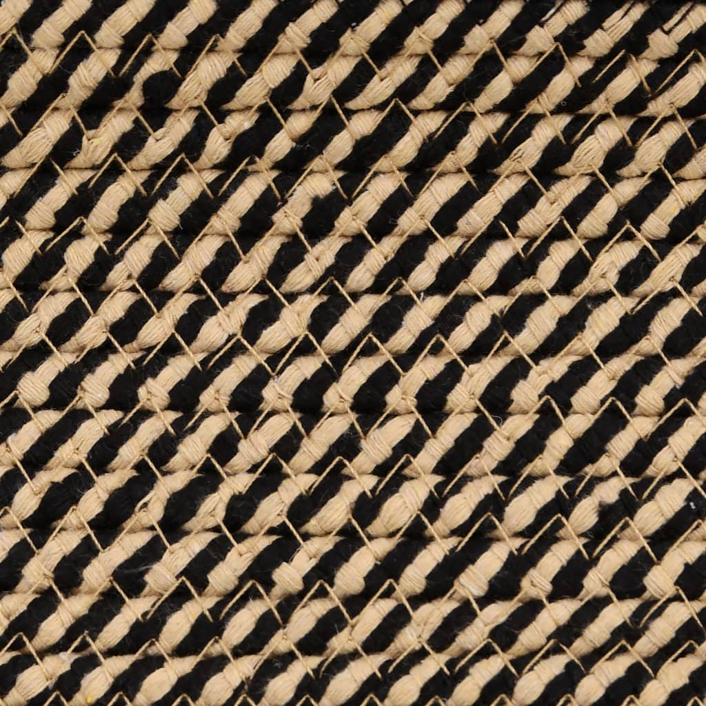 Oppbevaringskurv med lokk svart og beige Ø37x50 cm Bomull