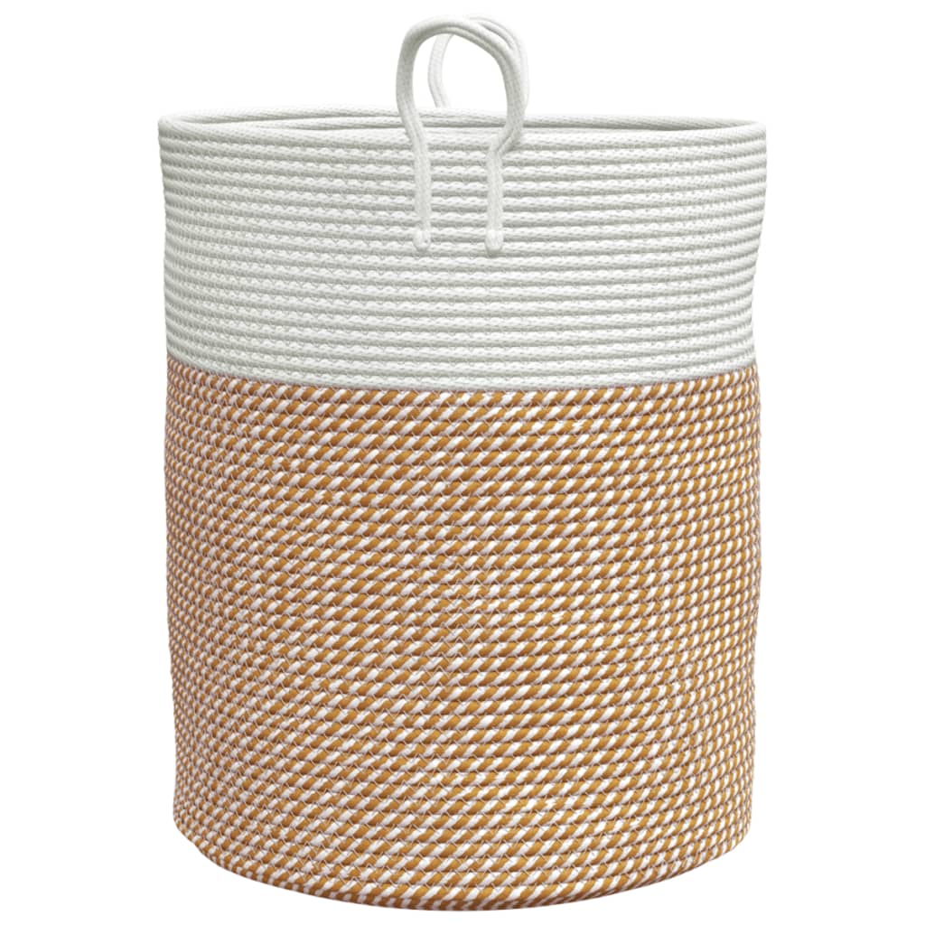 Oppbevaringskurv brun og hvit Ø38x46 cm bomull