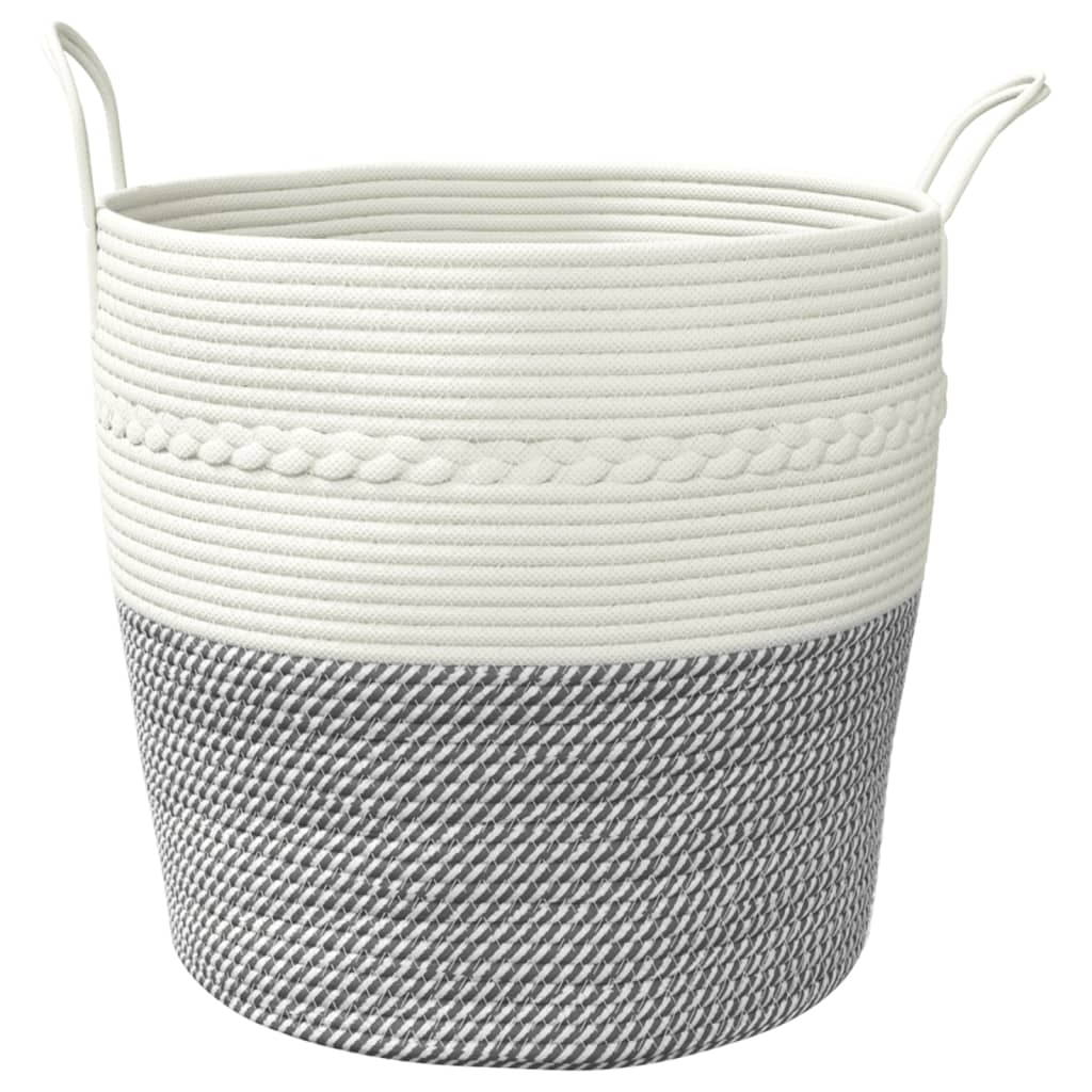 Oppbevaringskurv grå og hvit Ø43x38 cm bomull