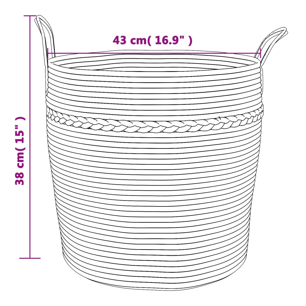 Oppbevaringskurv grå og hvit Ø43x38 cm bomull