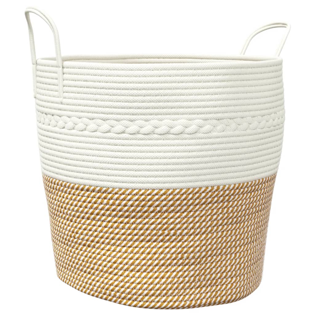 Oppbevaringskurv brun og hvit Ø43x38 cm bomull