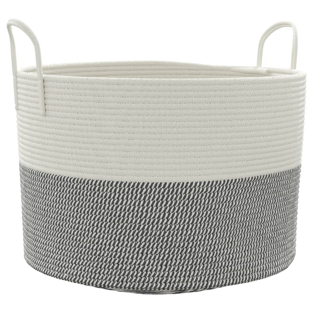 Oppbevaringskurv grå og hvit Ø51x33 cm bomull