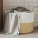 Oppbevaringskurv beige og hvit Ø51x33 cm bomull