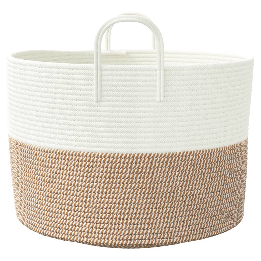 Oppbevaringskurv brun og hvit Ø51x33 cm bomull