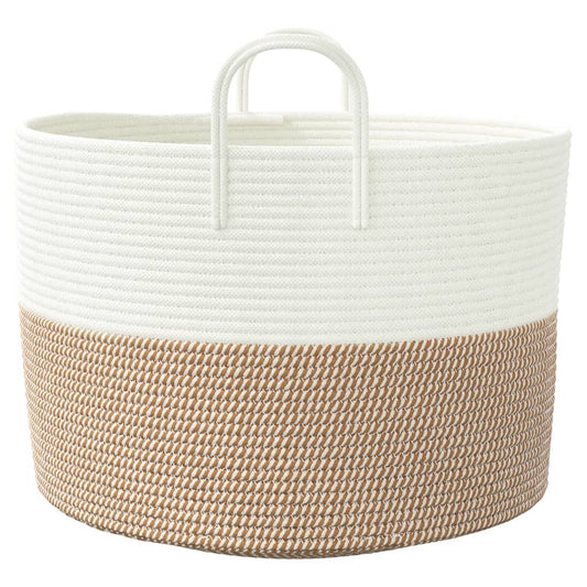 Oppbevaringskurv brun og hvit Ø51x33 cm bomull