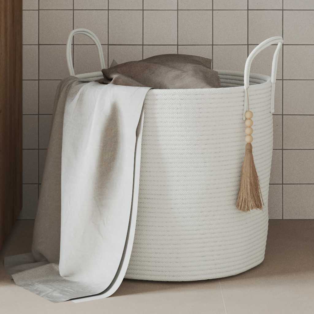 Oppbevaringskurv hvit Ø40x35 cm bomull