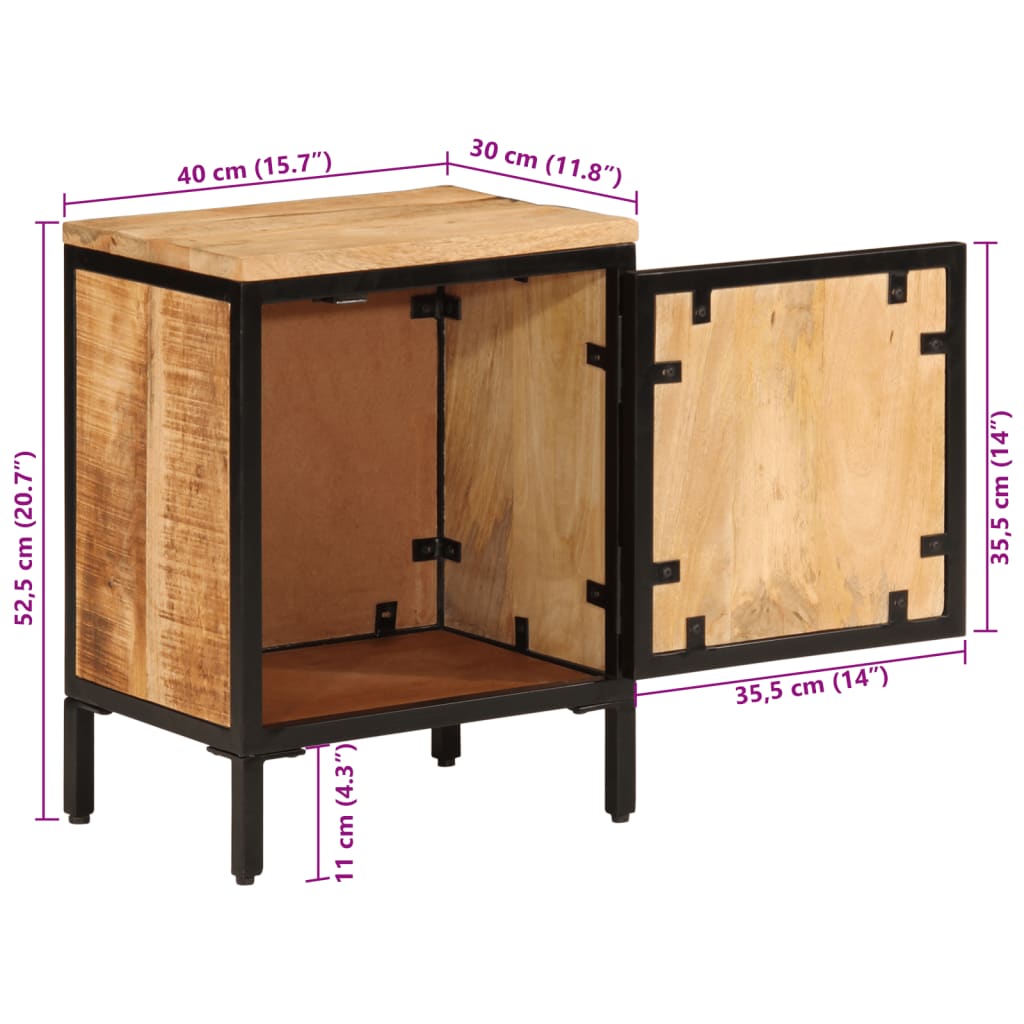 Nattbord 40x30x52,5 cm grovt heltre mangotre