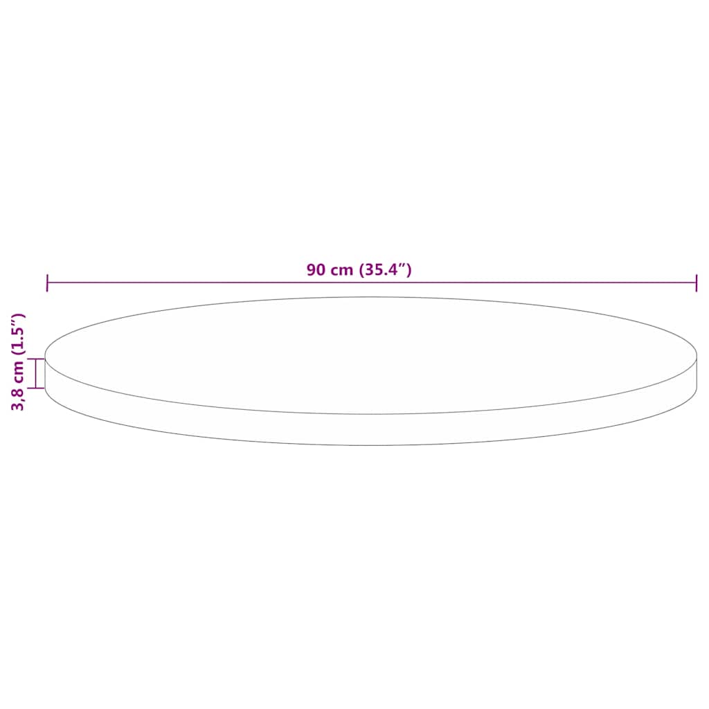 Bordplate Ø 90x3,8 cm rund gjenvunnet heltre