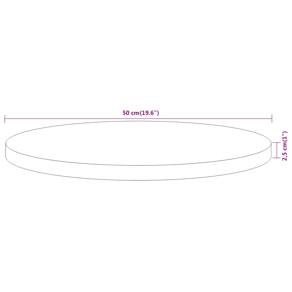 Bordplate Ø50x2,5 cm rund heltre akasie