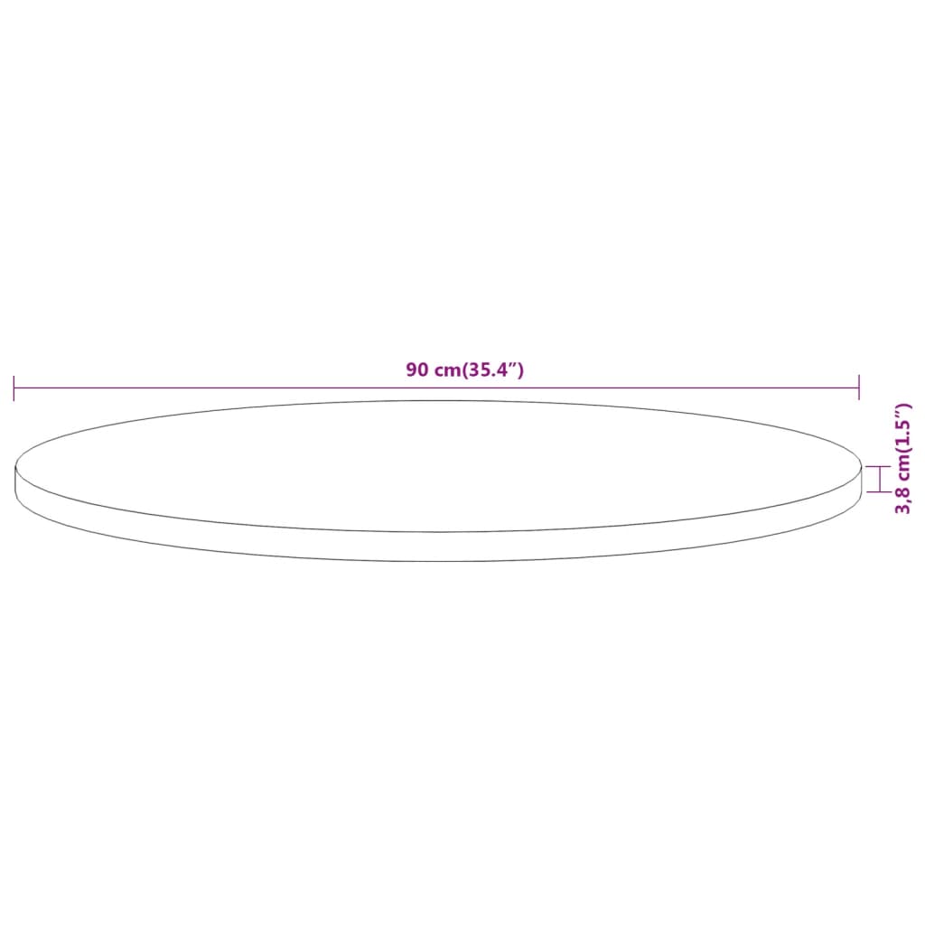 Bordplate Ø90x3,8 cm rund heltre akasie