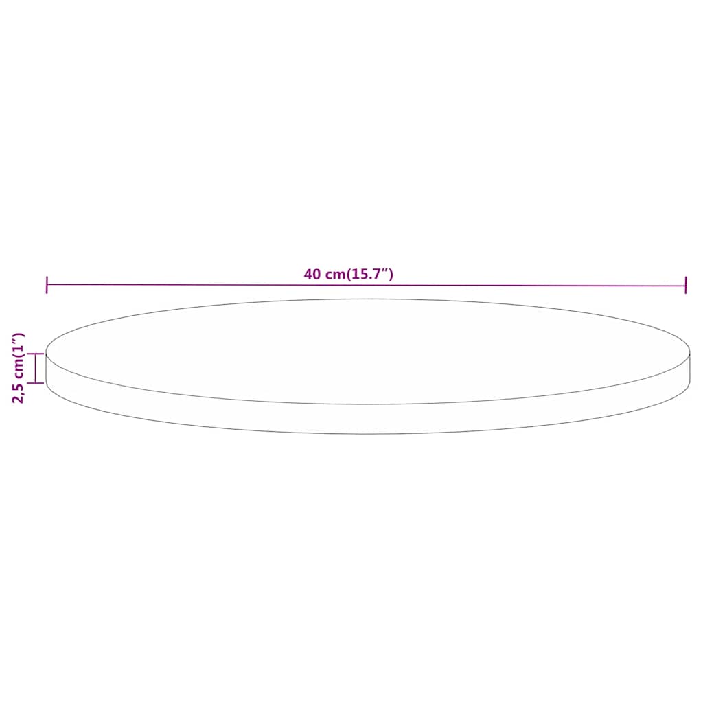 Bordplate Ø 40x2,5 cm rund heltre mango vidaXL