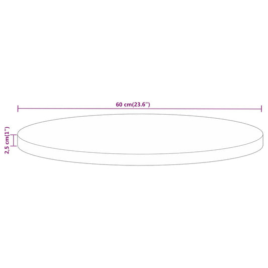 Bordplate Ø 60x2,5 cm rund heltre mango vidaXL