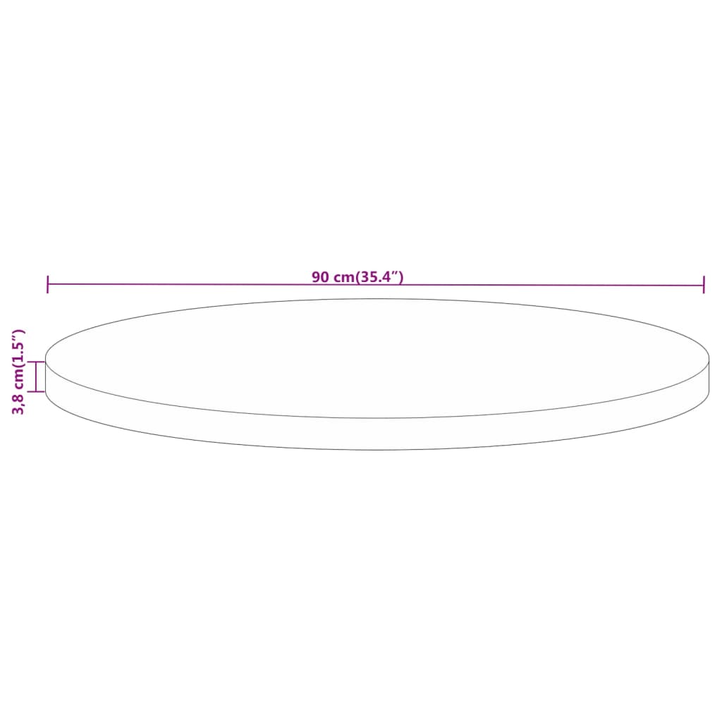 Bordplate Ø 90x3,8 cm rund heltre mango vidaXL