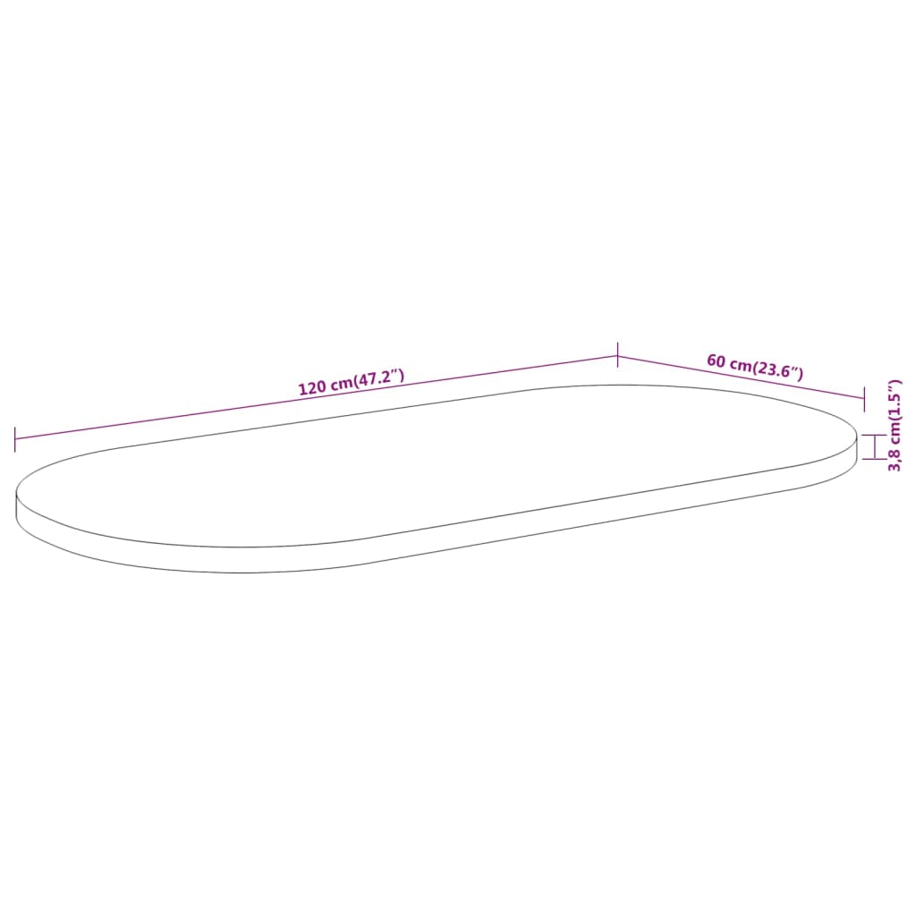 Bordplate 120x60x3,8 cm oval heltre akasie vidaXL
