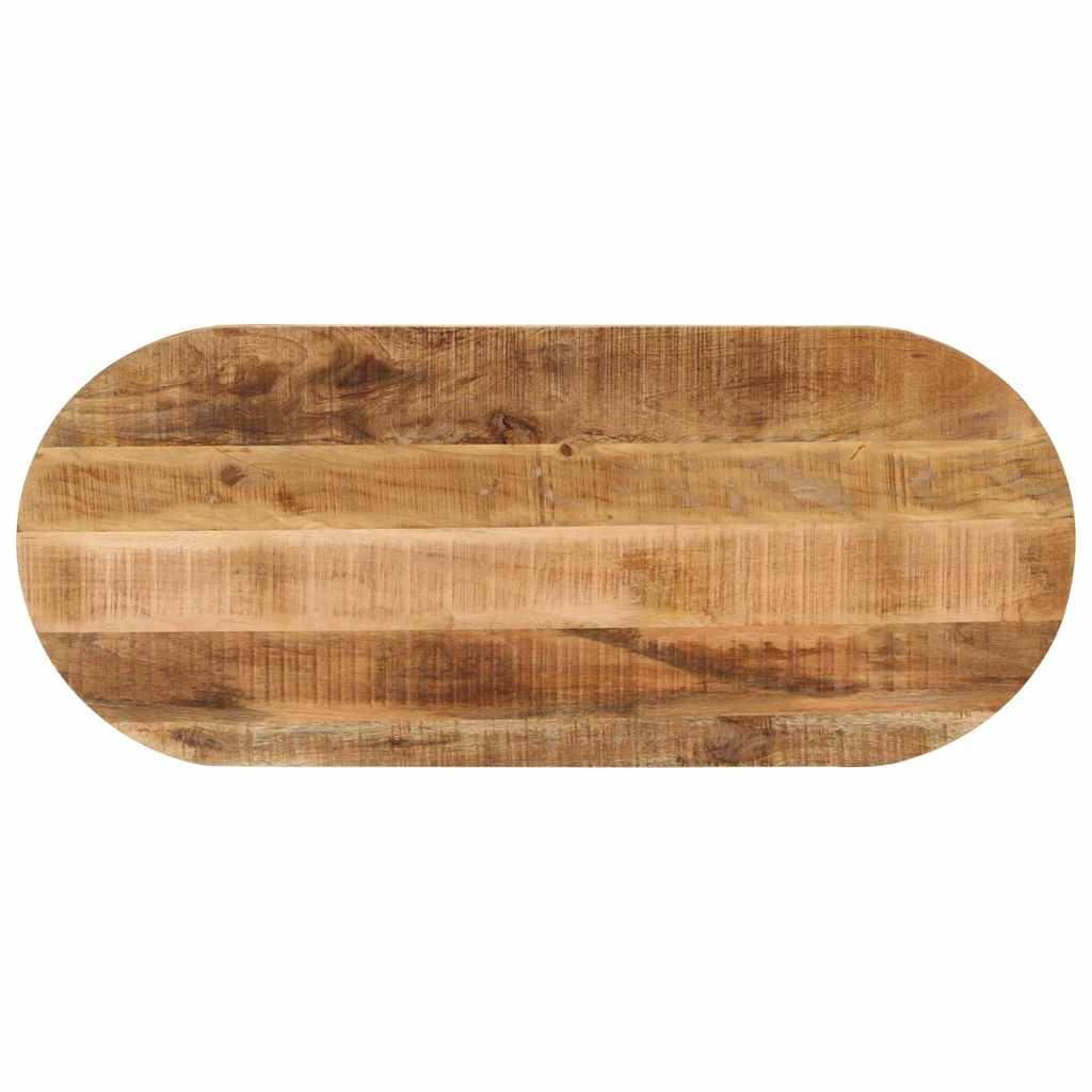 Bordplate 140x60x2,5 cm oval grovt heltre mangotre vidaXL
