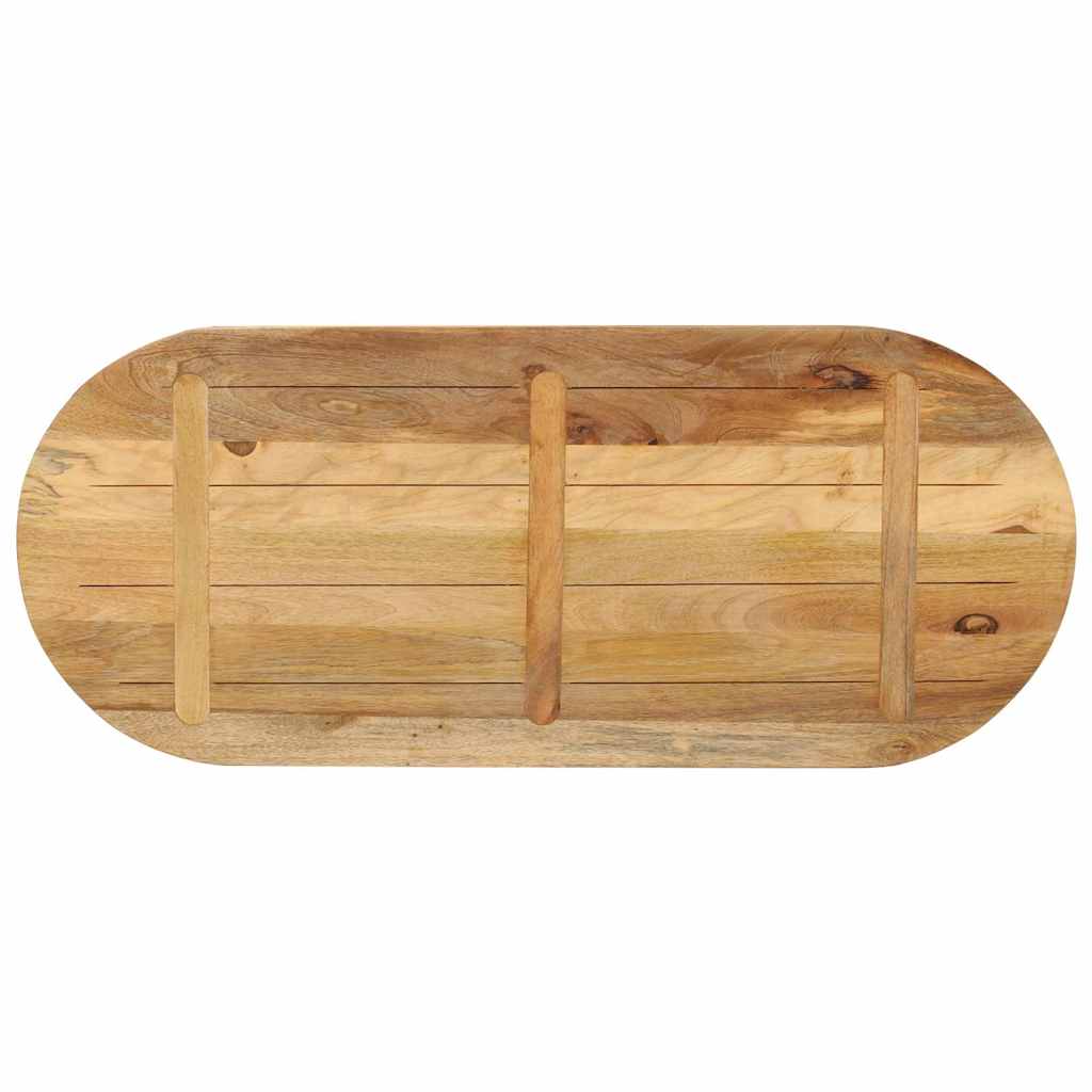 Bordplate 140x60x2,5 cm oval grovt heltre mangotre vidaXL