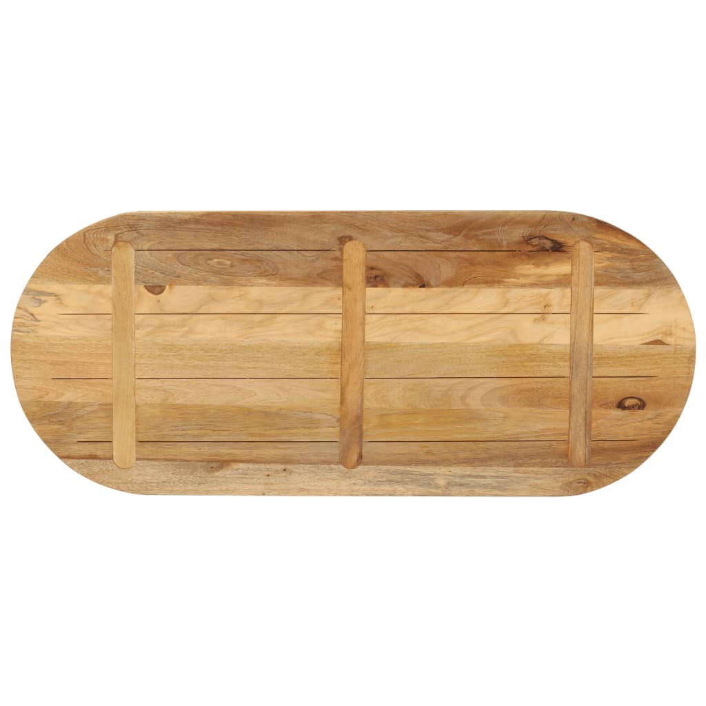 Bordplate 140x50x3,8 cm oval grovt heltre mangotre
