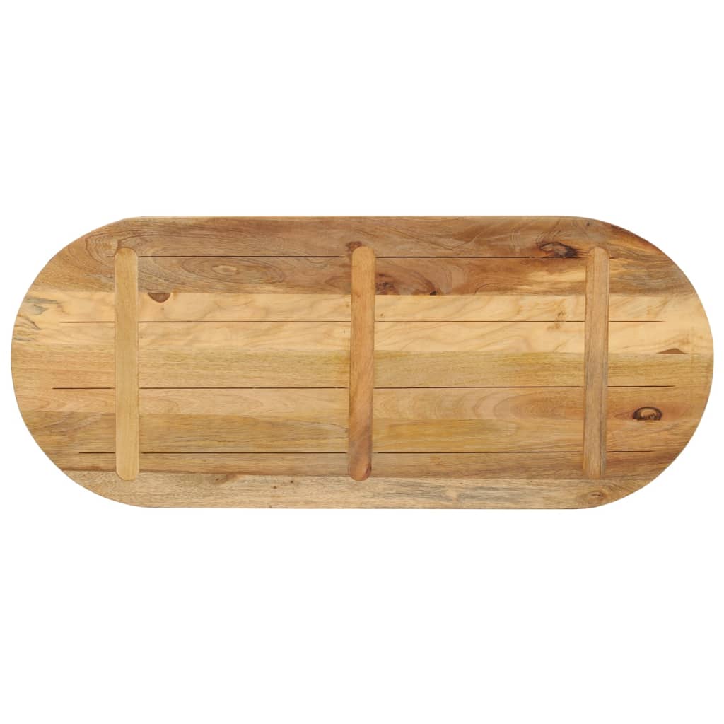 Bordplate 140x60x3,8 cm oval grovt heltre mangotre