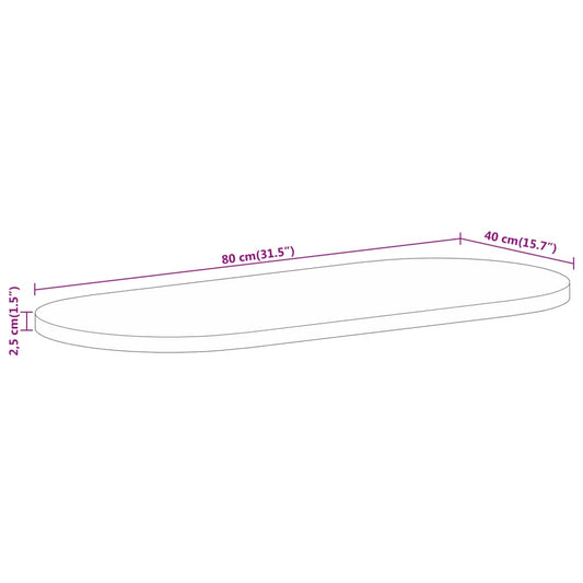 Bordplate 80x40x2,5 cm oval heltre mango